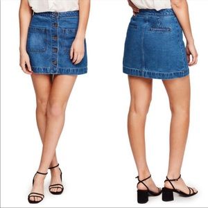 We The Free Don’t Get Me Wrong Super High Rise Blue Denim Skirt
